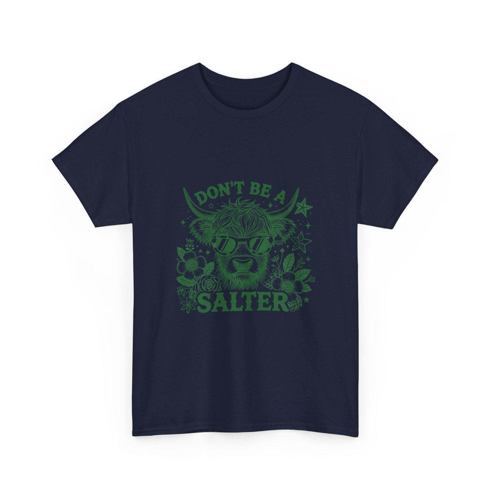 Don’t Be Salty Green Cow Humorous Cartoon Illustration - T-shirt - Image 11