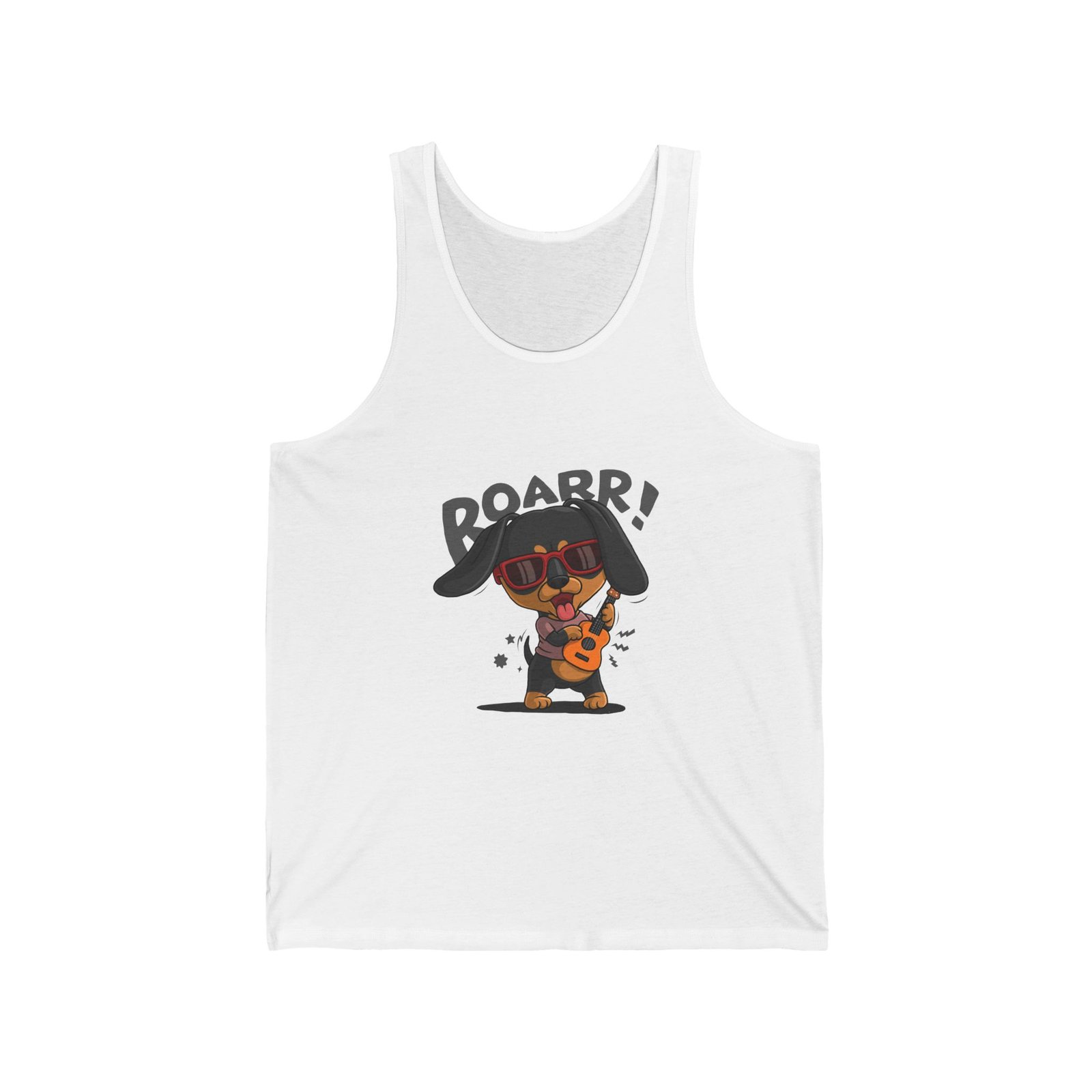 Roaring Dog Playing Electric Guitar Graphic Design - Tank Top
