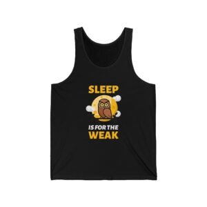 Sleep Is Weak Owl Cartoon Graphic with Tired Expression - Tank Top
