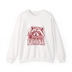 Feral Red Raccoon Illustration with Funny Wild Animal Vibe - Sweatshirt
