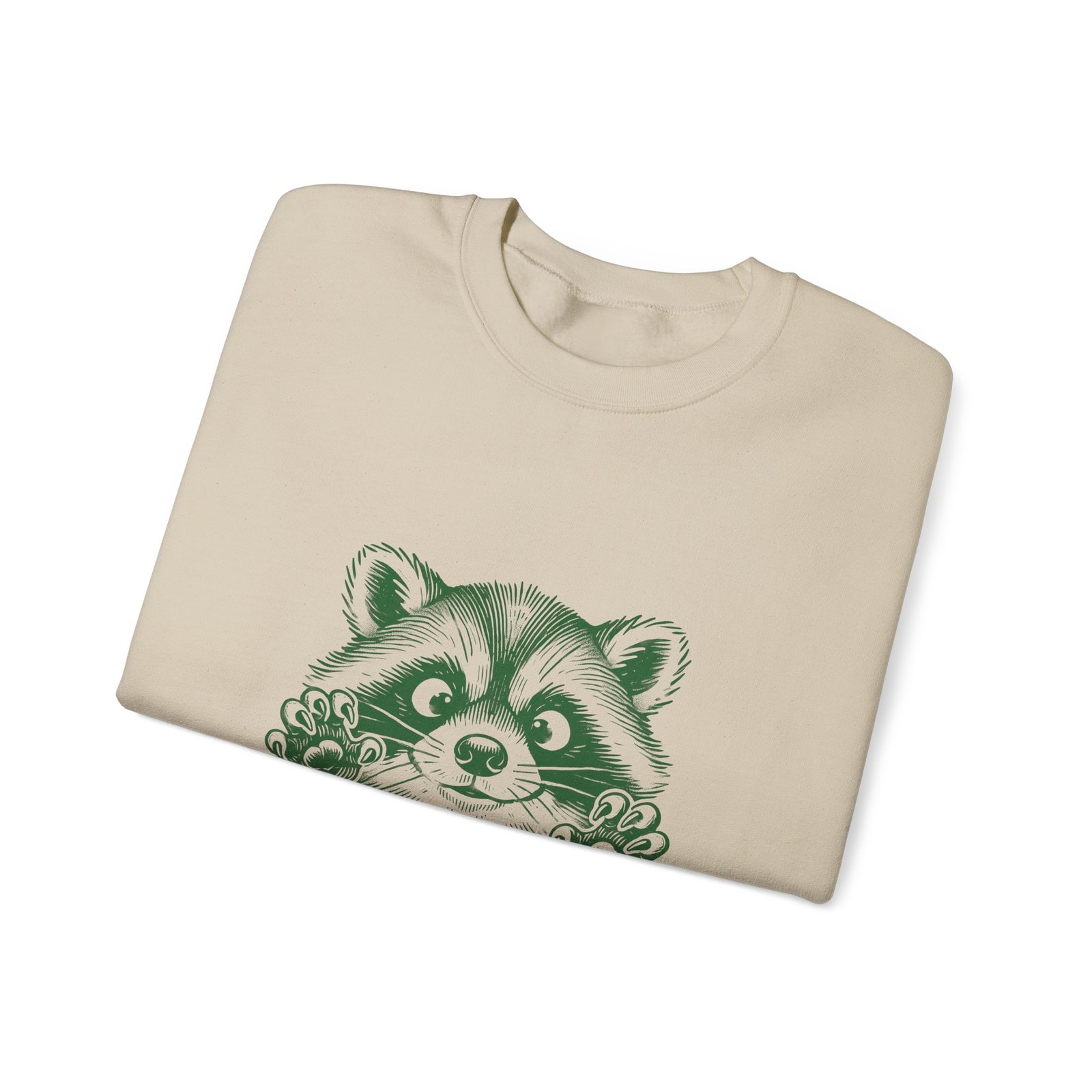 Vibrant Feral Green Raccoon Illustration with Wild Nature Vibes - Sweatshirt - Image 7