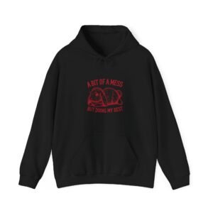 Cute Red Rabbit Illustration with Playful Messy Theme - Hoodie