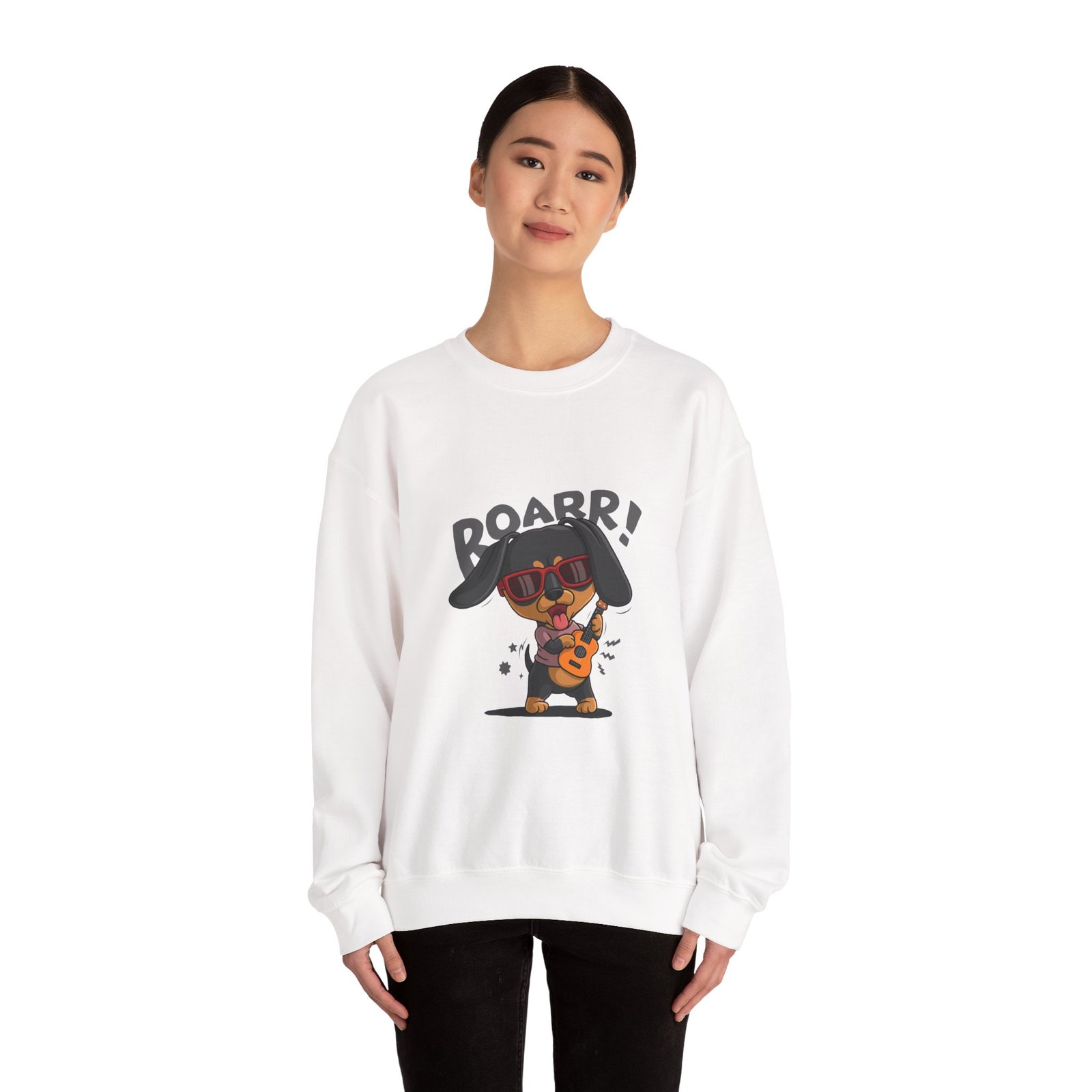 Roaring Dog Playing Electric Guitar Graphic Design - Sweatshirt - Image 4