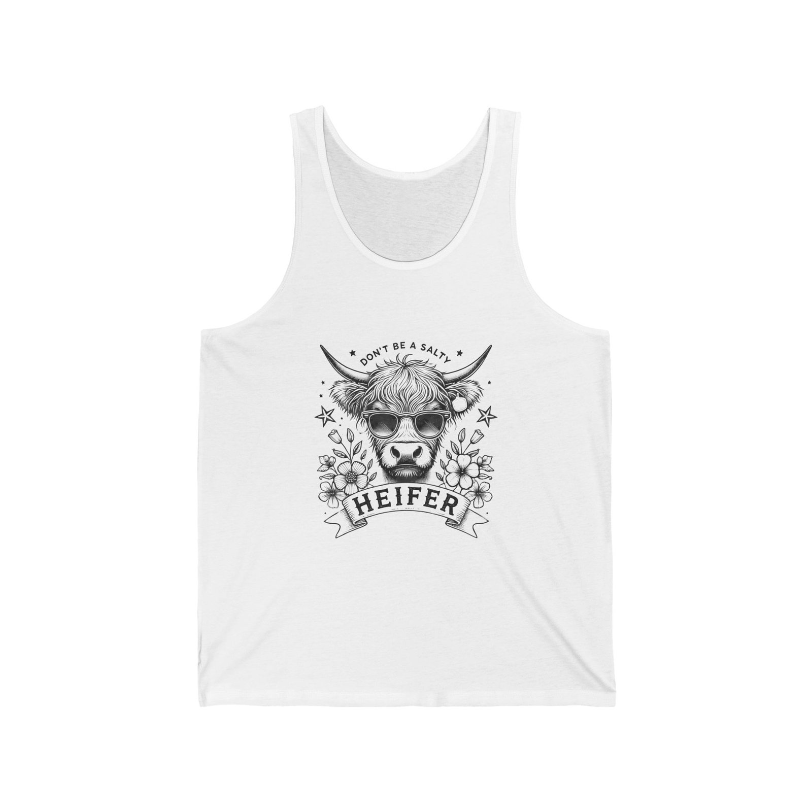 Realistic Heifer Black Cow Art Illustration - Tank Top