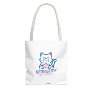 Neon Glow Cat with Gaming Vibes Cyberpunk Style - Tote Bag
