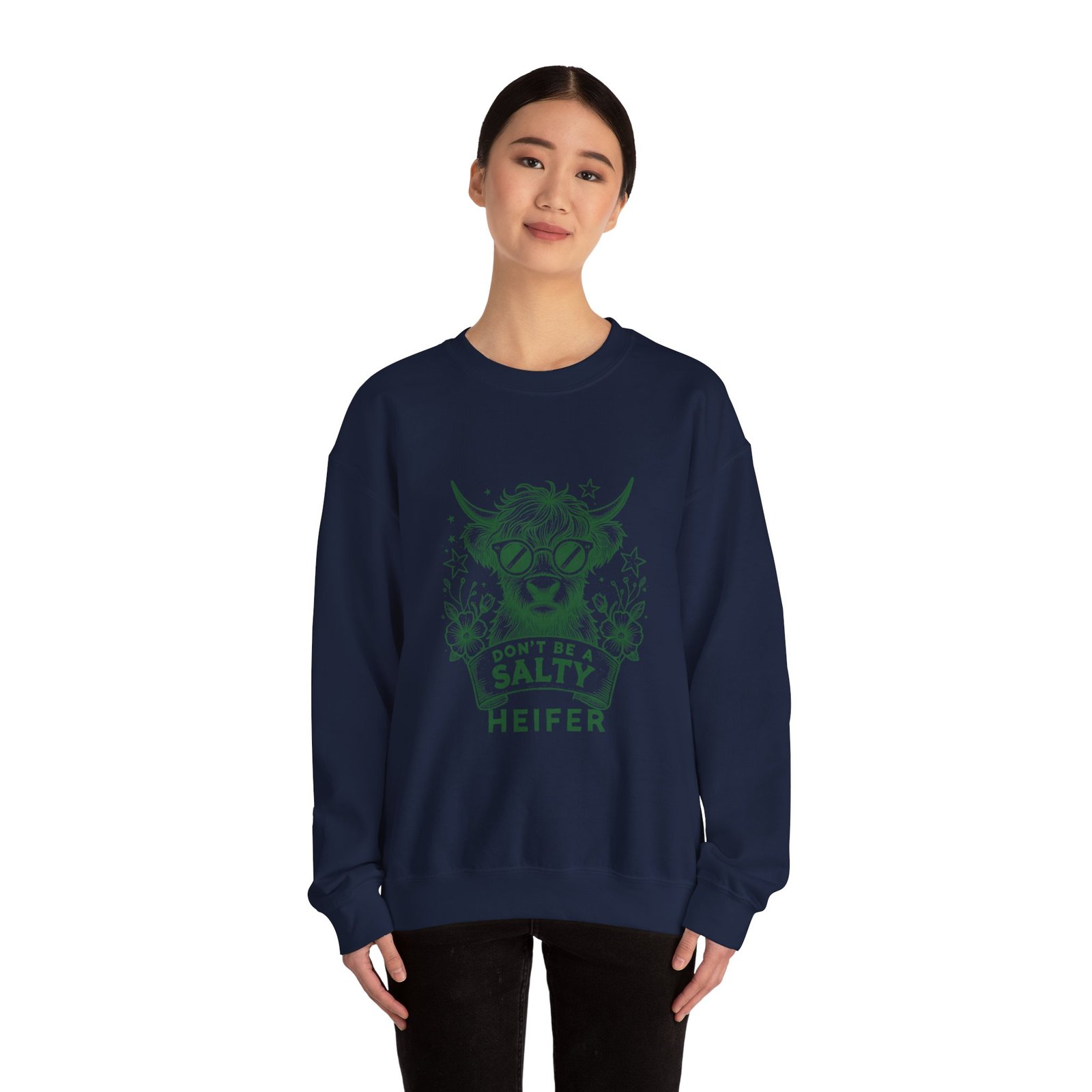 Don’t Be Salty Heifer Green Cow Wearing Cool Sunglasses Design - Sweatshirt - Image 12