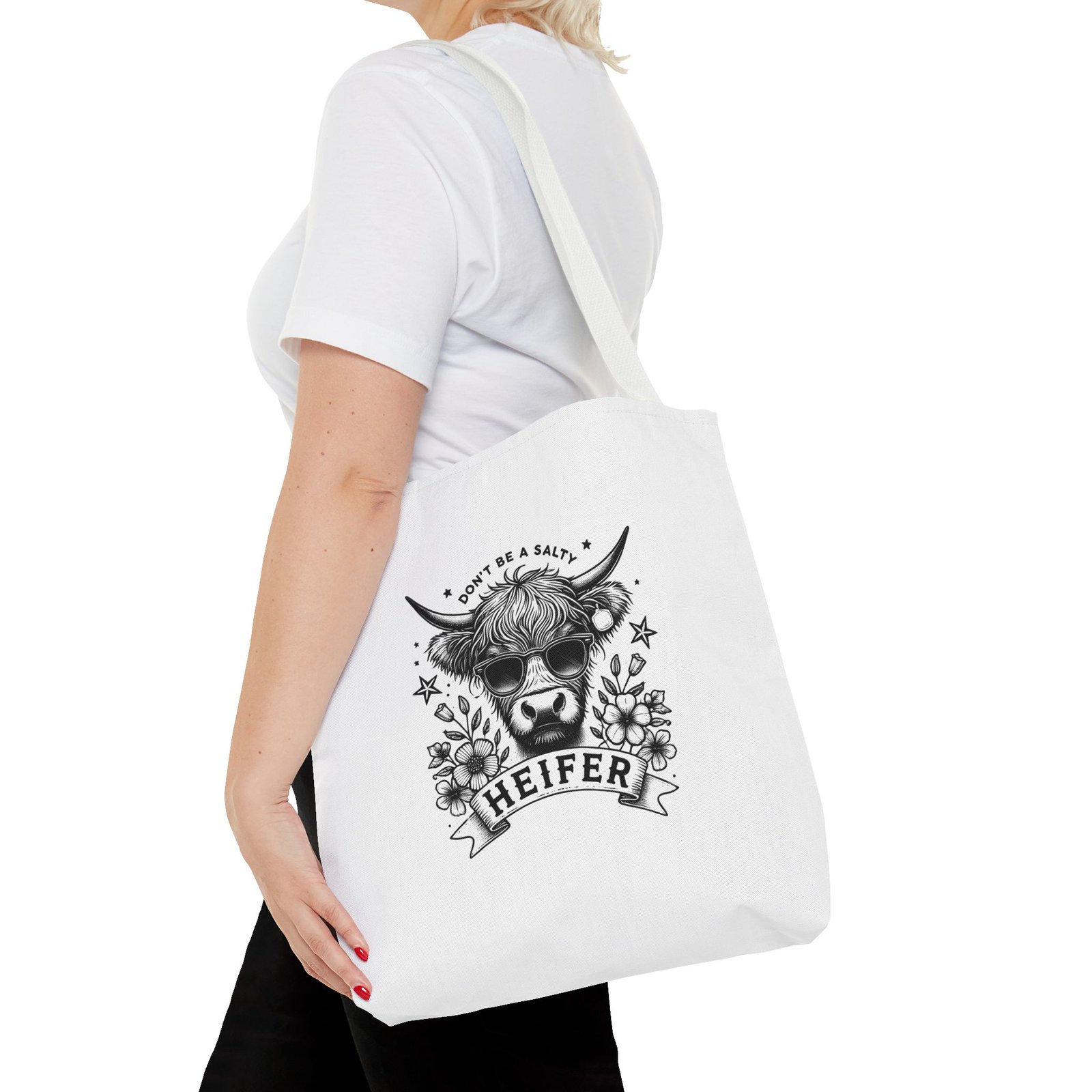 Realistic Heifer Black Cow Art Illustration - Tote Bag - Image 8