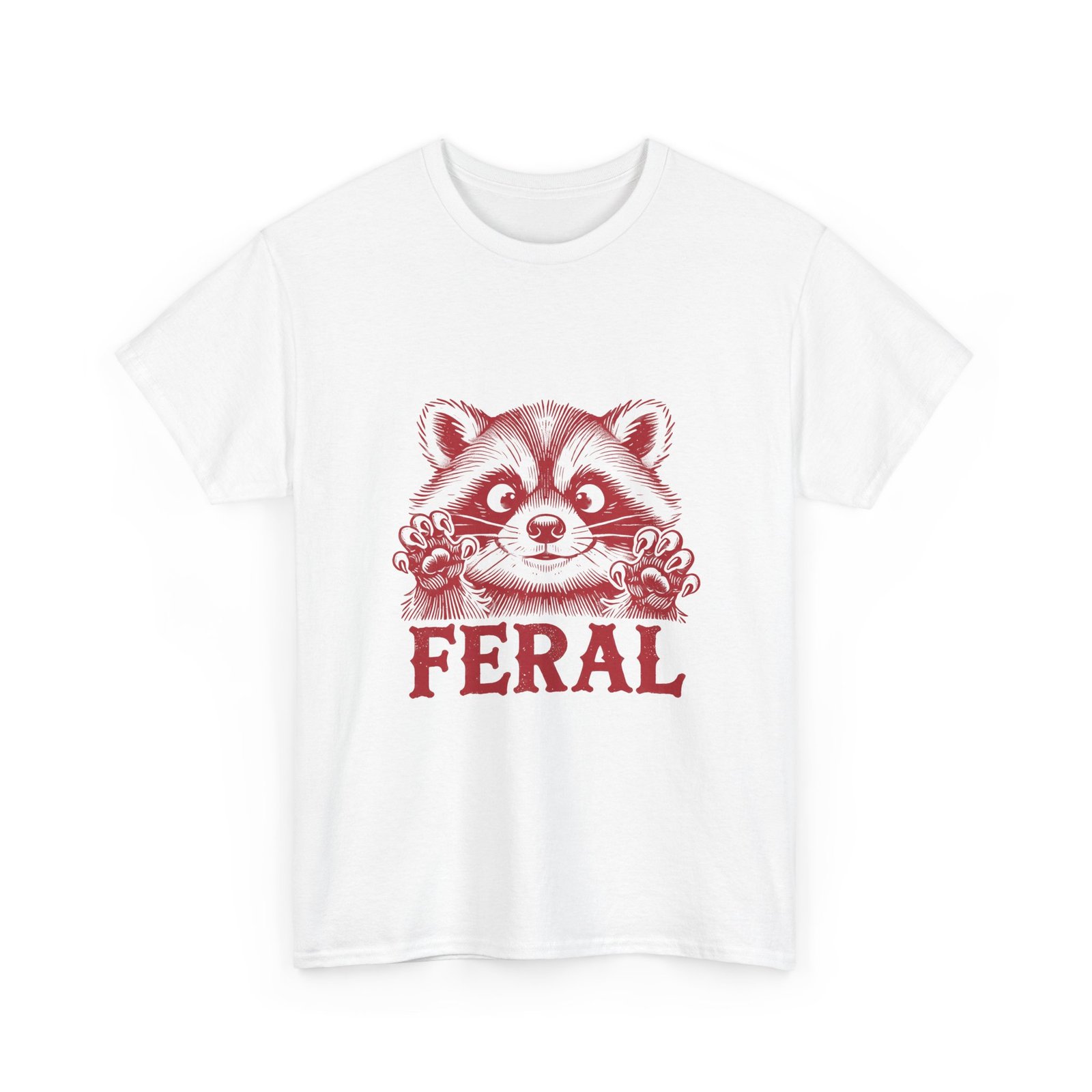 Feral Red Raccoon Bold Wildlife Illustration - T-shirt - Image 3