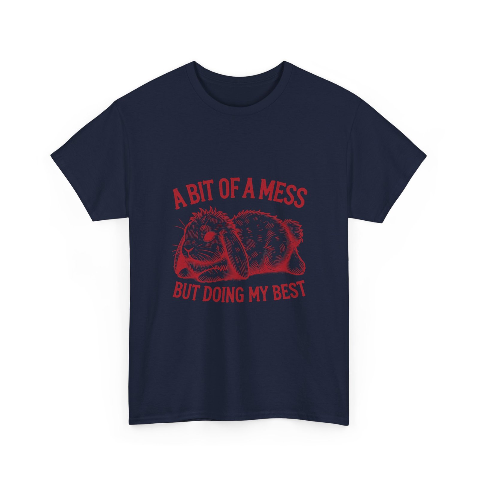 Cute Red Rabbit Illustration with Playful Messy Theme - T-shirt - Image 11
