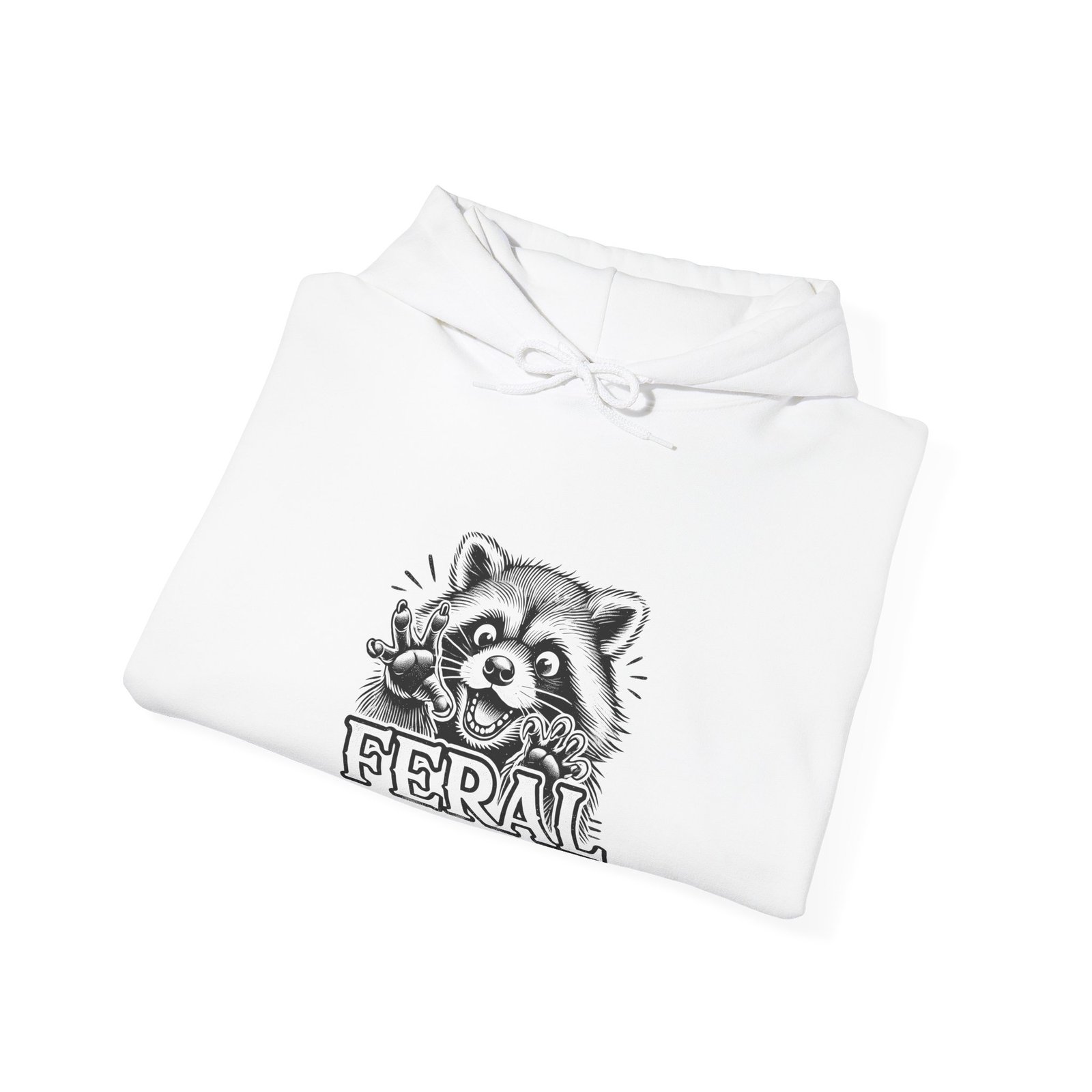 Feral Black Raccoon Cute Wild Animal Illustration - Hoodie - Image 4