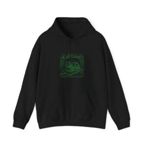 Cute Green Cat Loaf Illustration with Playful Expression - Hoodie