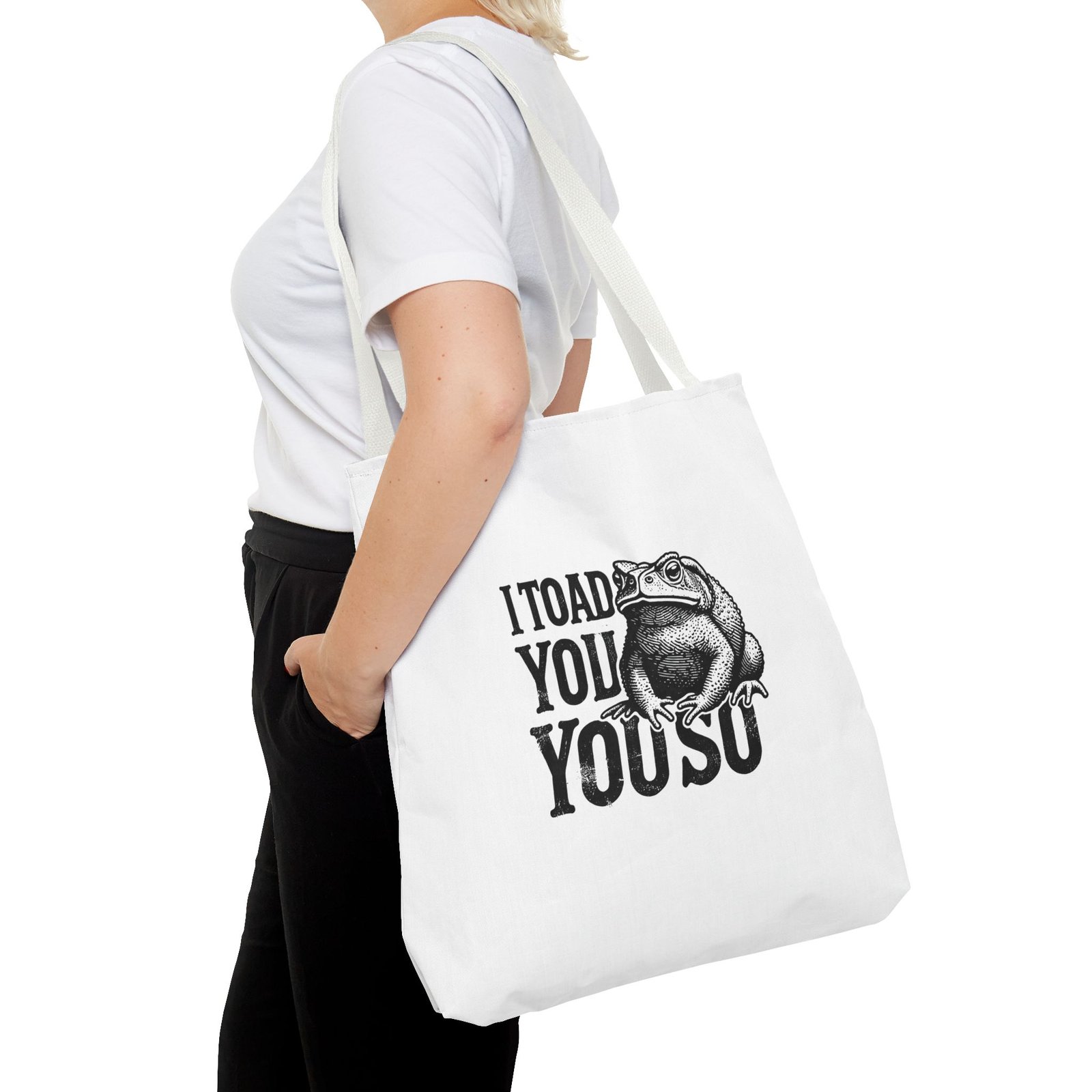 I Toad You So Funny Black Frog Pun Design - Tote Bag - Image 12