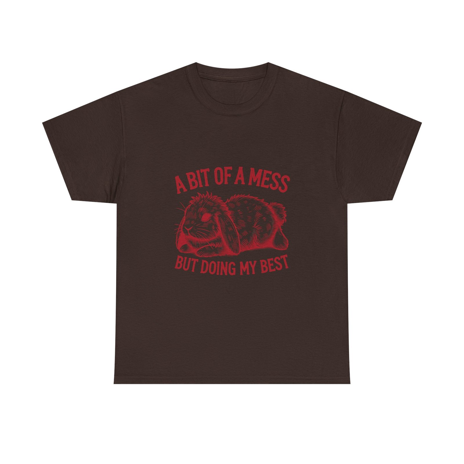 Cute Red Rabbit Illustration with Playful Messy Theme - T-shirt