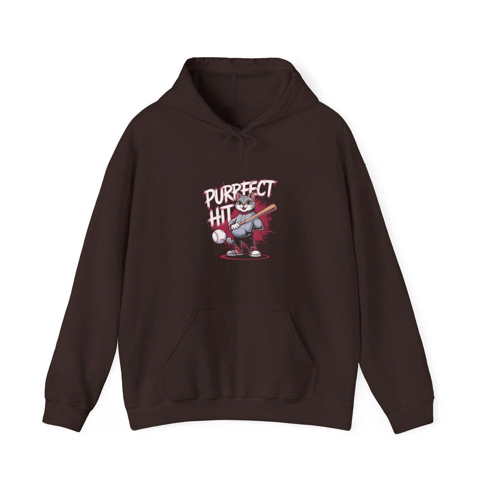 Purrfect Hit Baseball Cat Cute Cartoon Feline Sports Design - Hoodie - Image 5