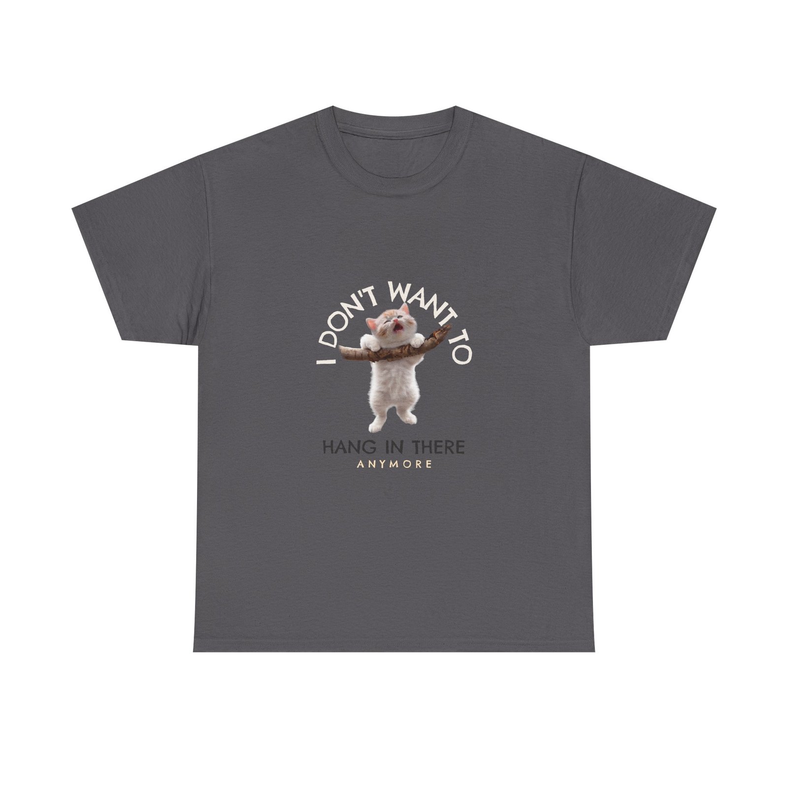 Cute Cat Hanging On Branch Motivational Illustration - T-shirt - Image 5