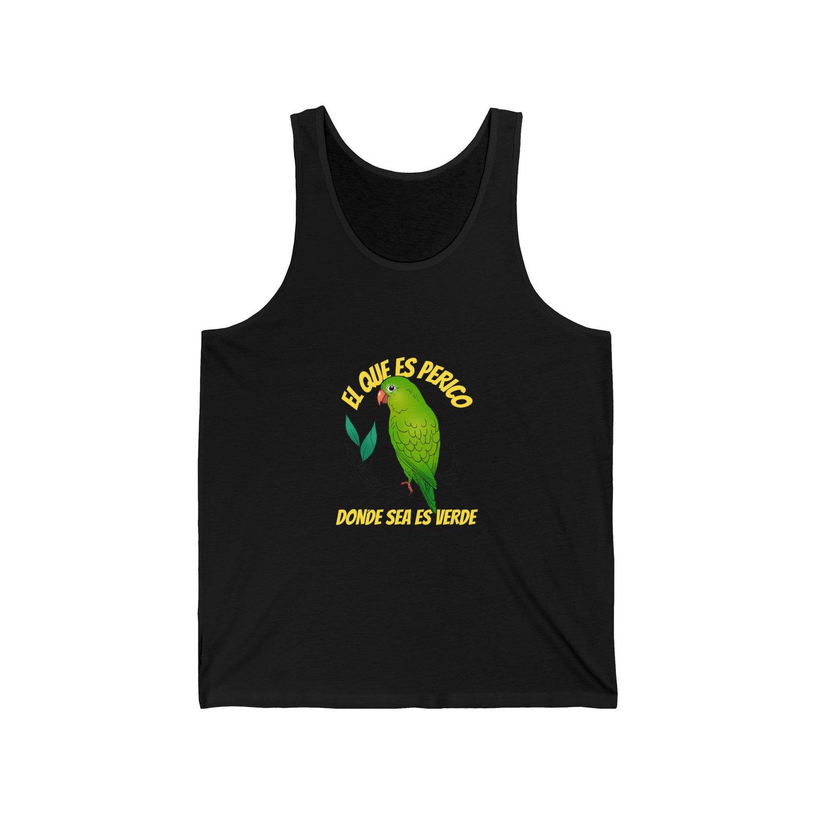 Vibrant El Perico Green Tropical Parrot Illustration - Tank Top
