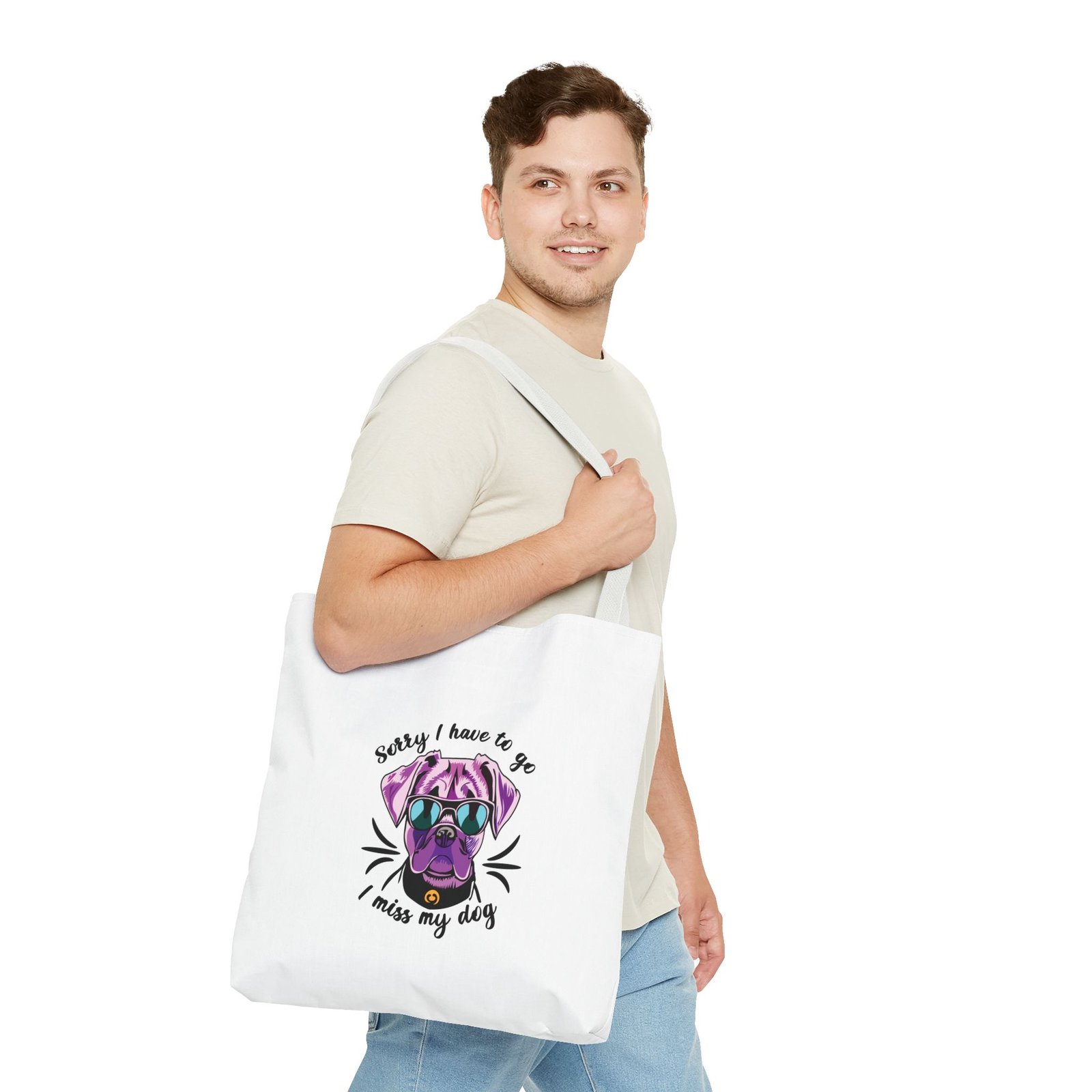 Cool Purple Pug Wearing Sunglasses Graphic - Tote Bag - Image 11