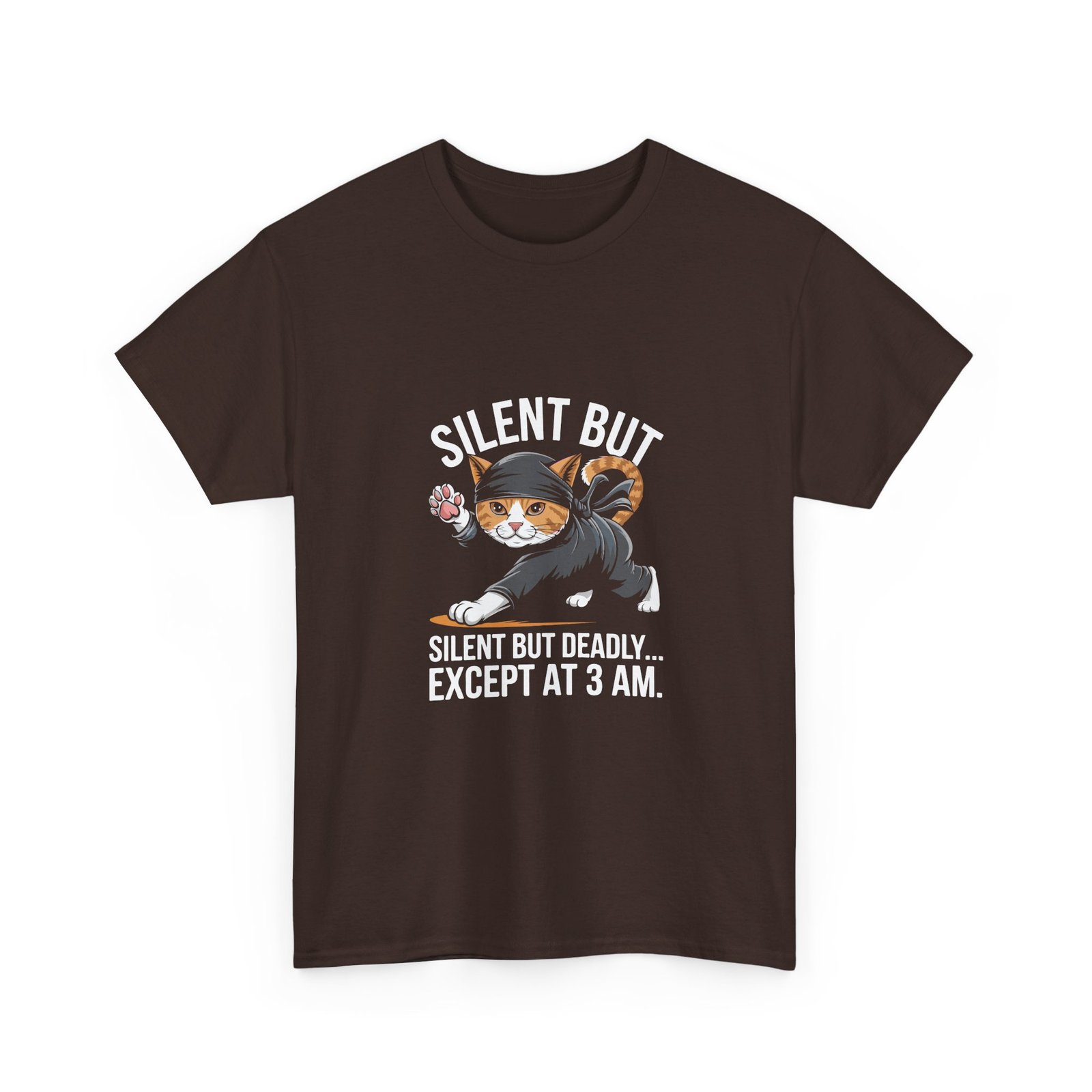 Silent But Deadly Ninja Cat in Stealth Pose Design - T-shirt - Image 3