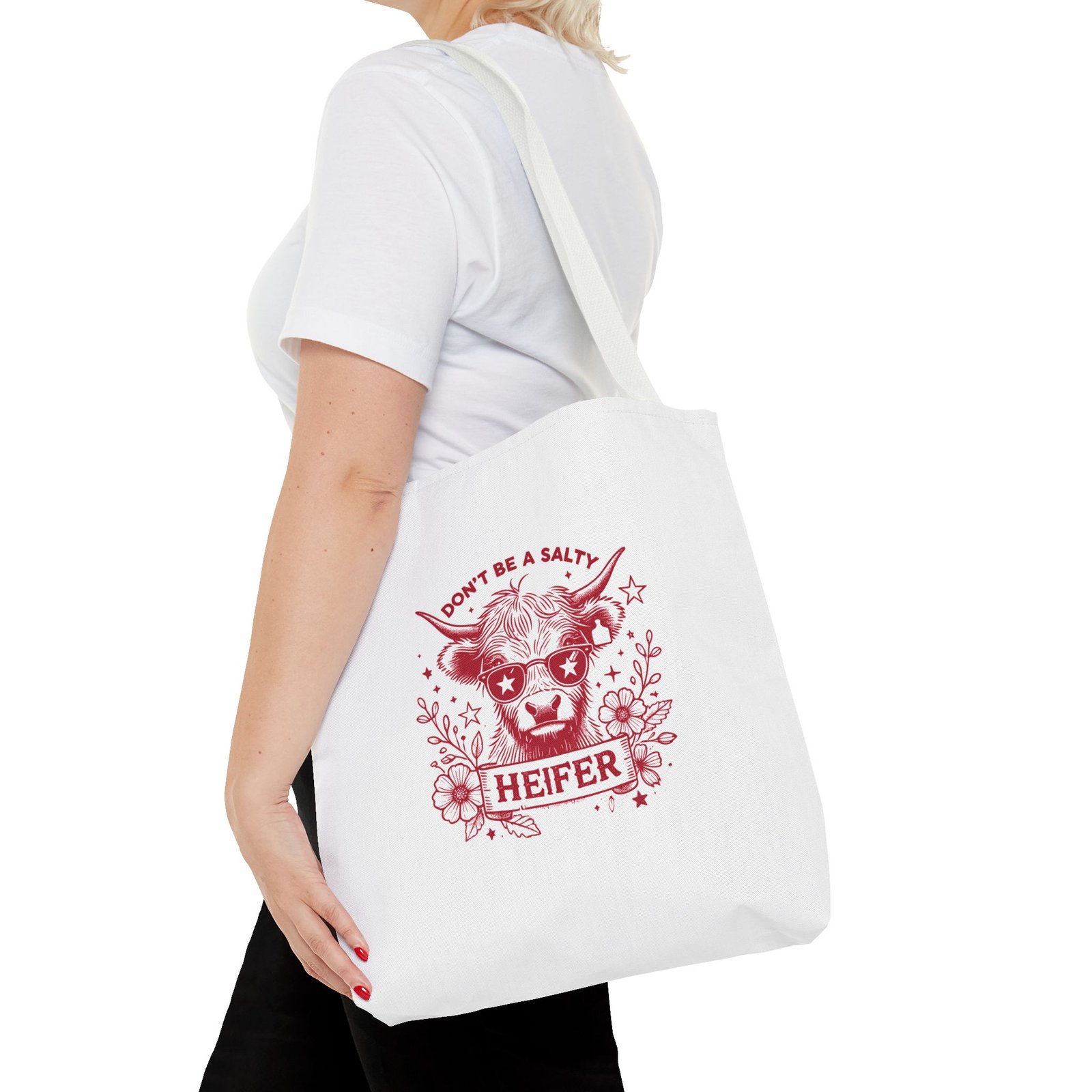 Don’t Be Salty Heifer Red Cow Funny Farm Animal Graphic - Tote Bag - Image 8