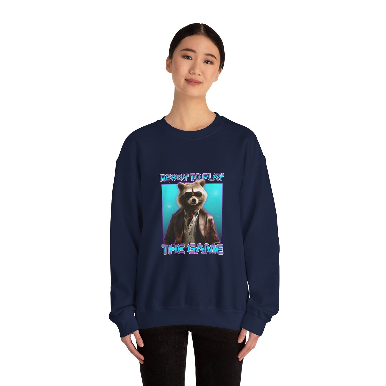 Cute Ready To Play Raccoon Cartoon Character Illustration - Sweatshirt - Image 12