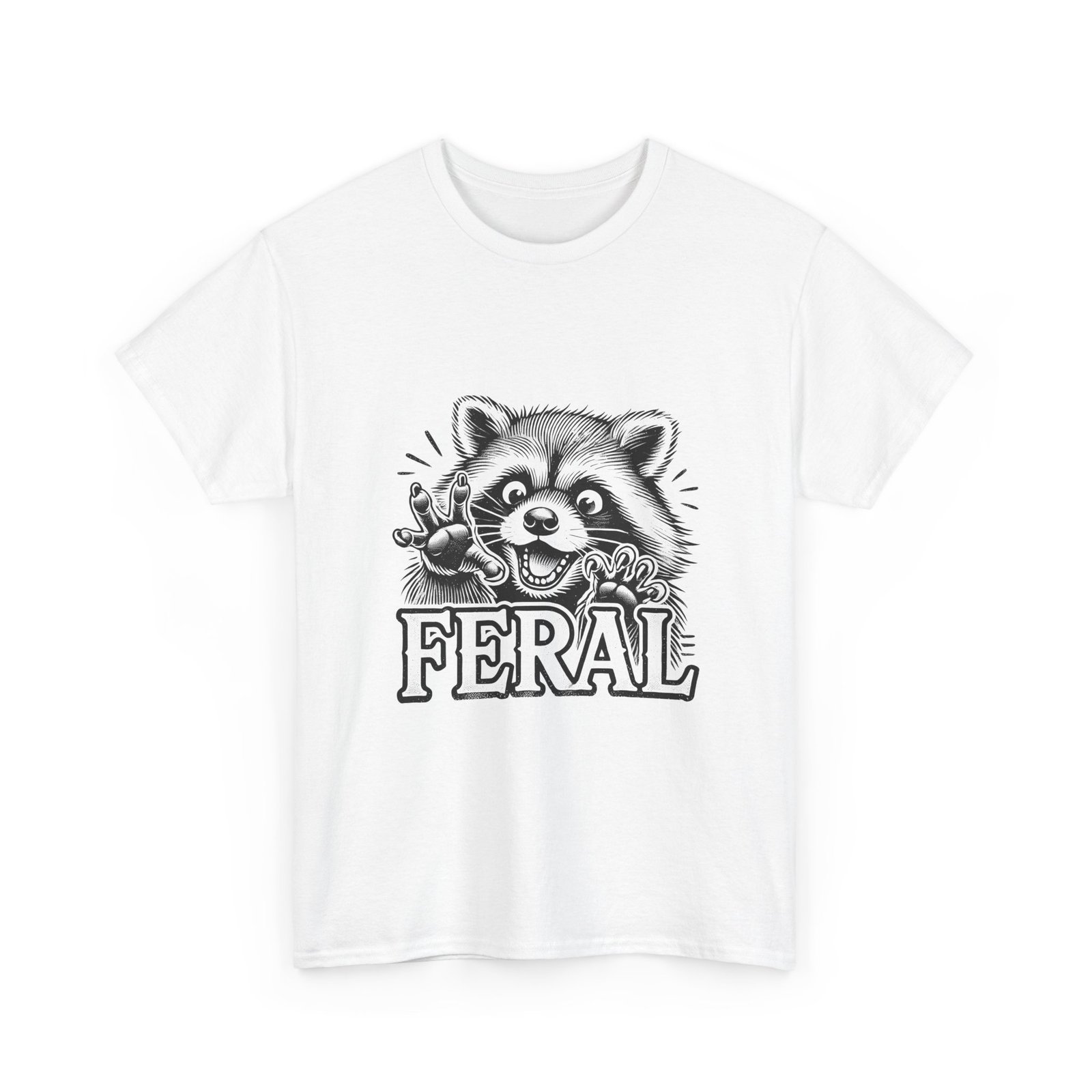 Feral Black Raccoon Cute Wild Animal Illustration - T-shirt - Image 3