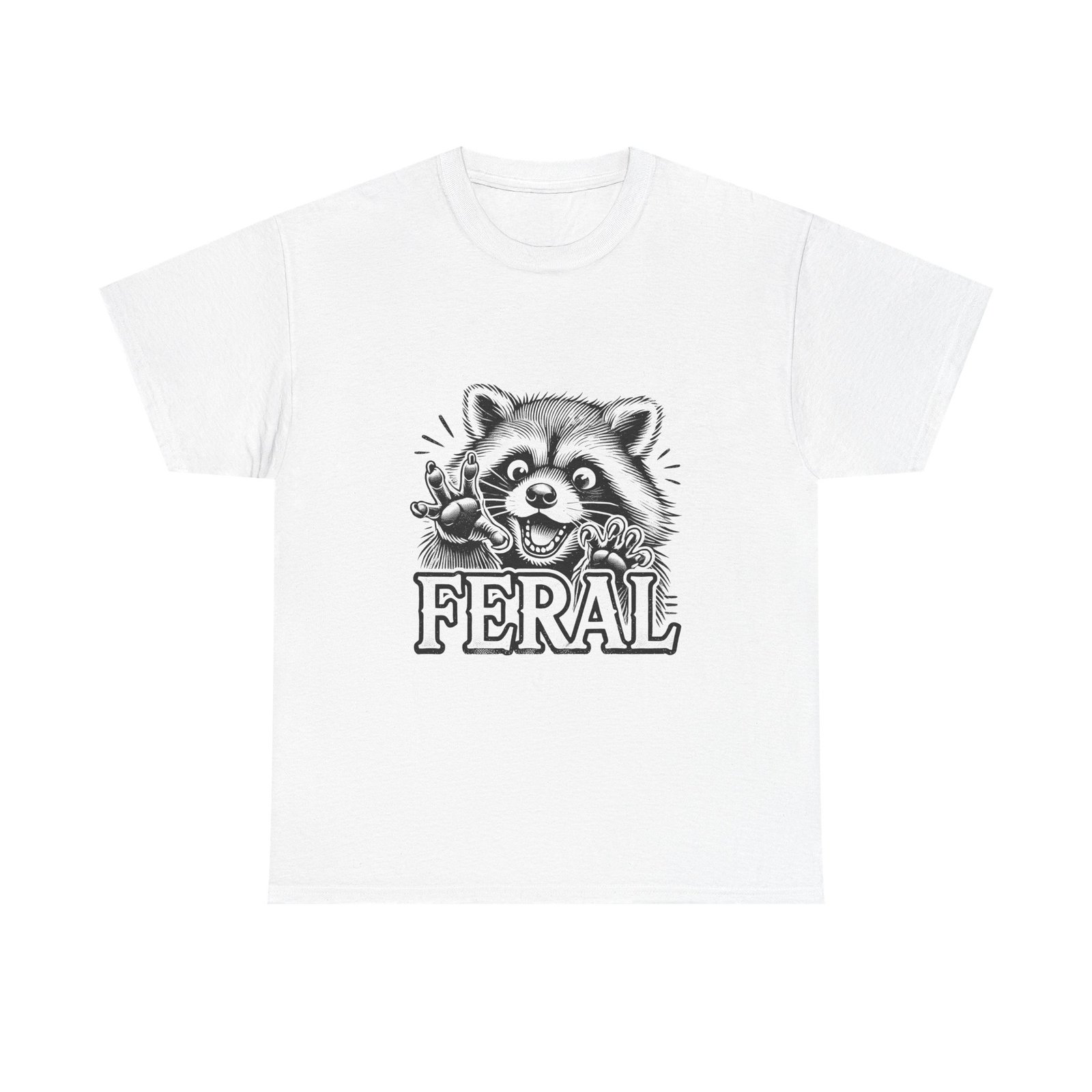 Feral Black Raccoon Cute Wild Animal Illustration - T-shirt