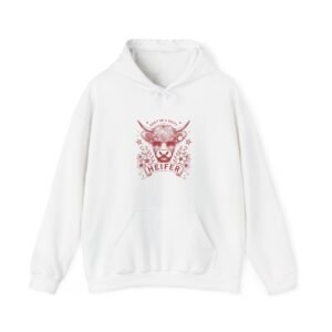 Vibrant Heifer Red Cow Illustration with Rustic Charm - Hoodie