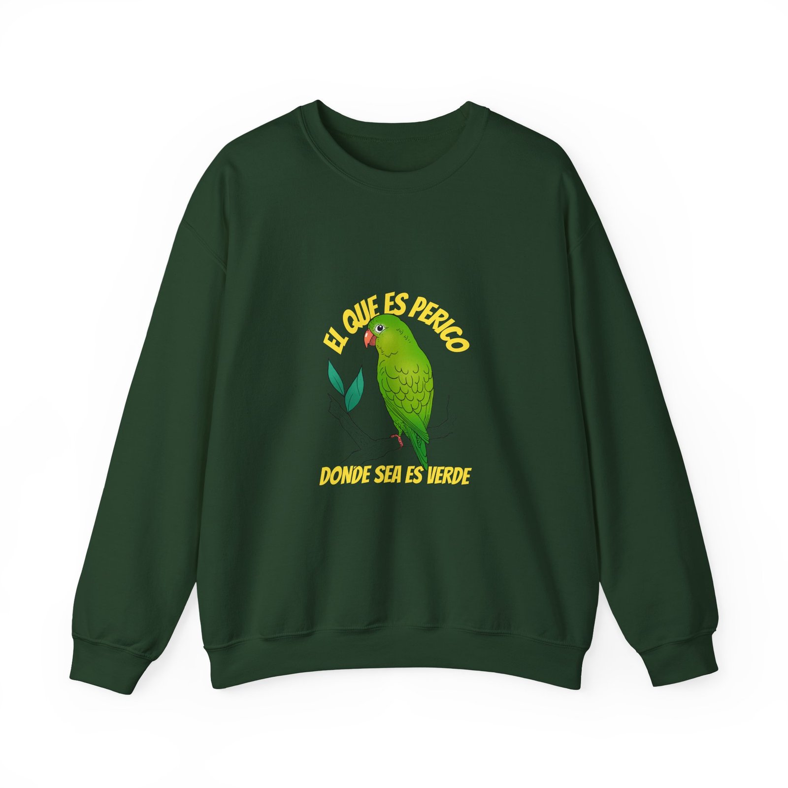 Vibrant El Perico Green Tropical Parrot Illustration - Sweatshirt - Image 5
