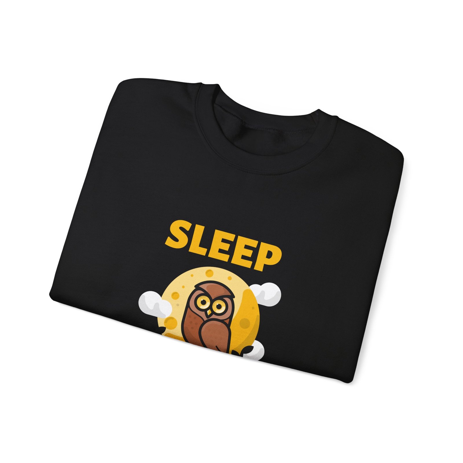 Sleep Is Weak Owl Cartoon Graphic with Tired Expression - Sweatshirt - Image 3