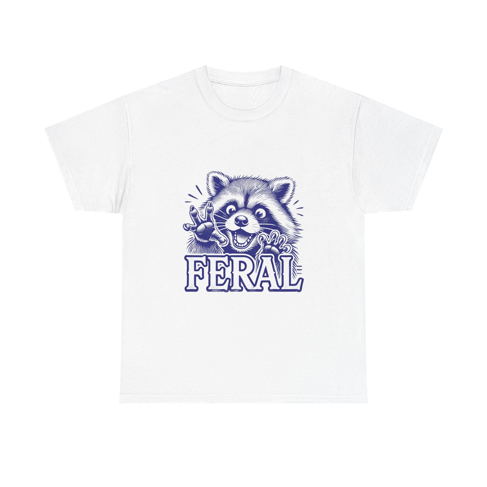 Feral Blue Raccoon with Humorous Expression Illustration - T-shirt
