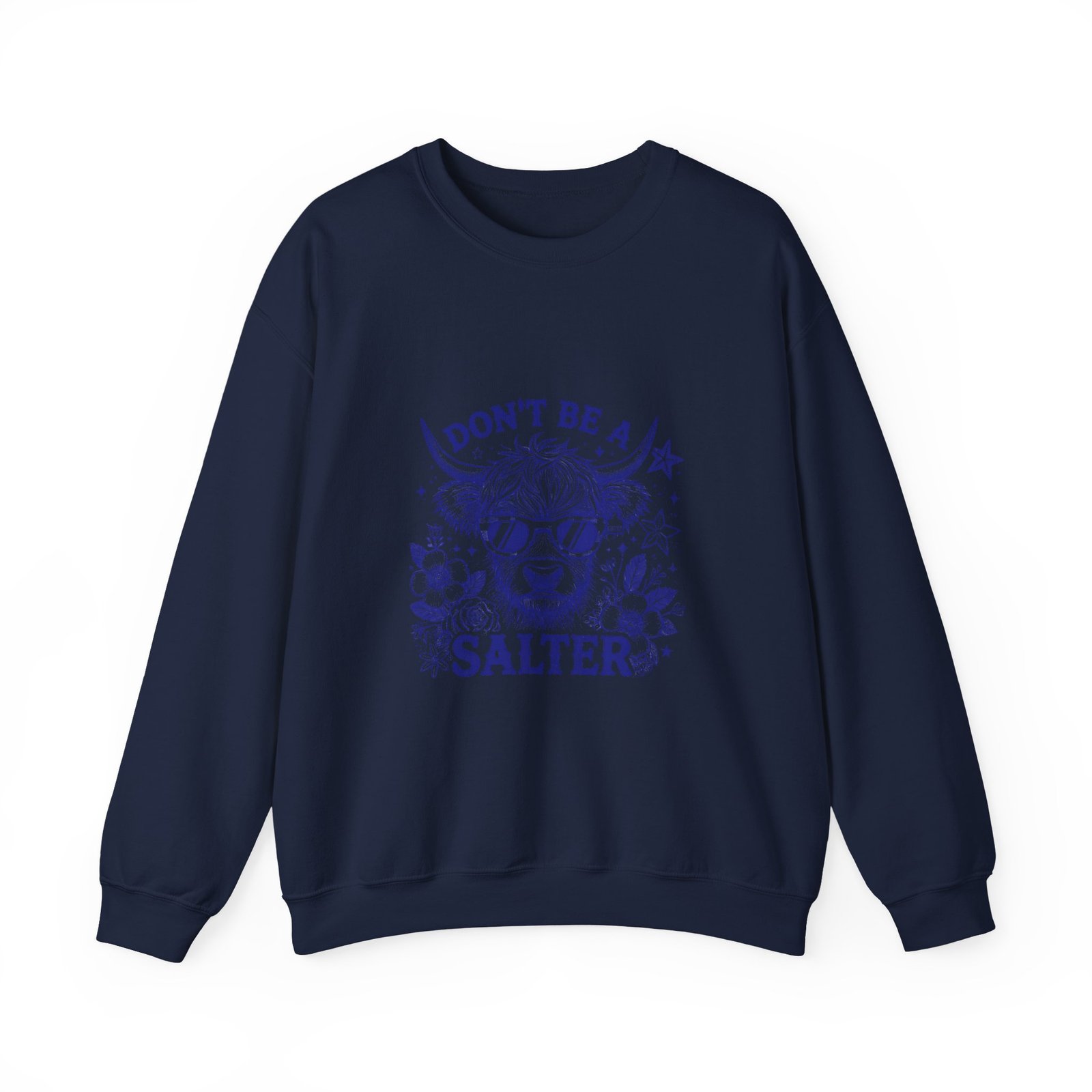Don’t Be Salty Blue Cow Cute Cartoon Graphic - Sweatshirt - Image 9