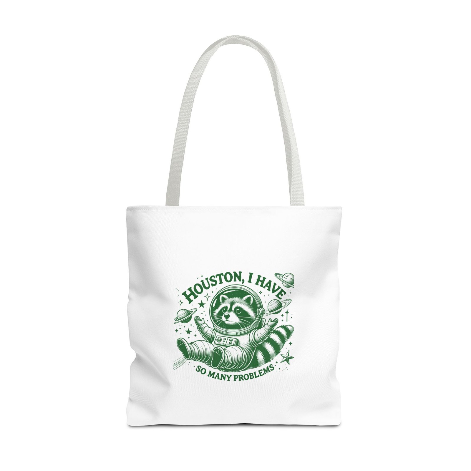 Houston I Have So Many Problems Funny Green Raccoon Graphic - Tote Bag - Image 9