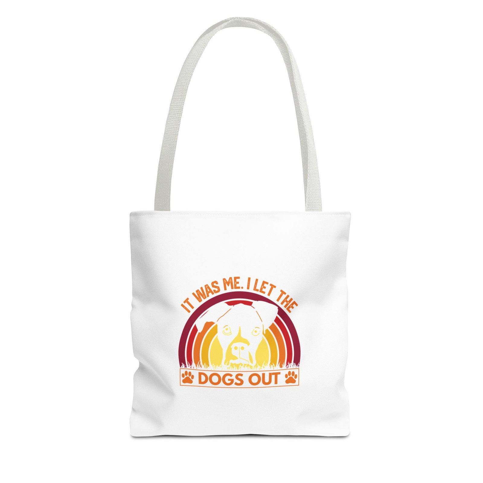 Retro Sunset with Silhouetted Dogs Playing Outdoors - Tote Bag