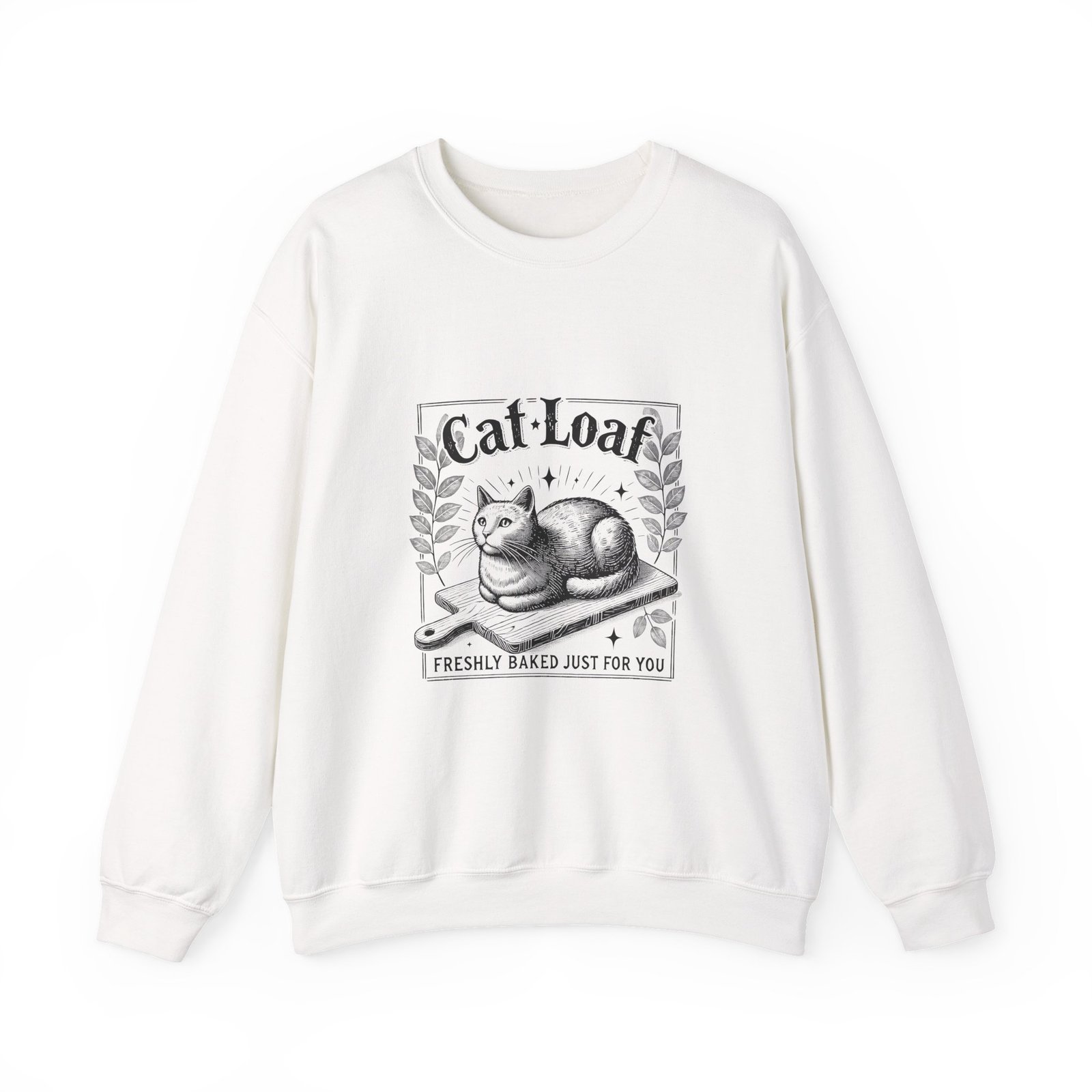 Adorable Black Cat Loaf Illustration with Cute Minimalist Style - Sweatshirt