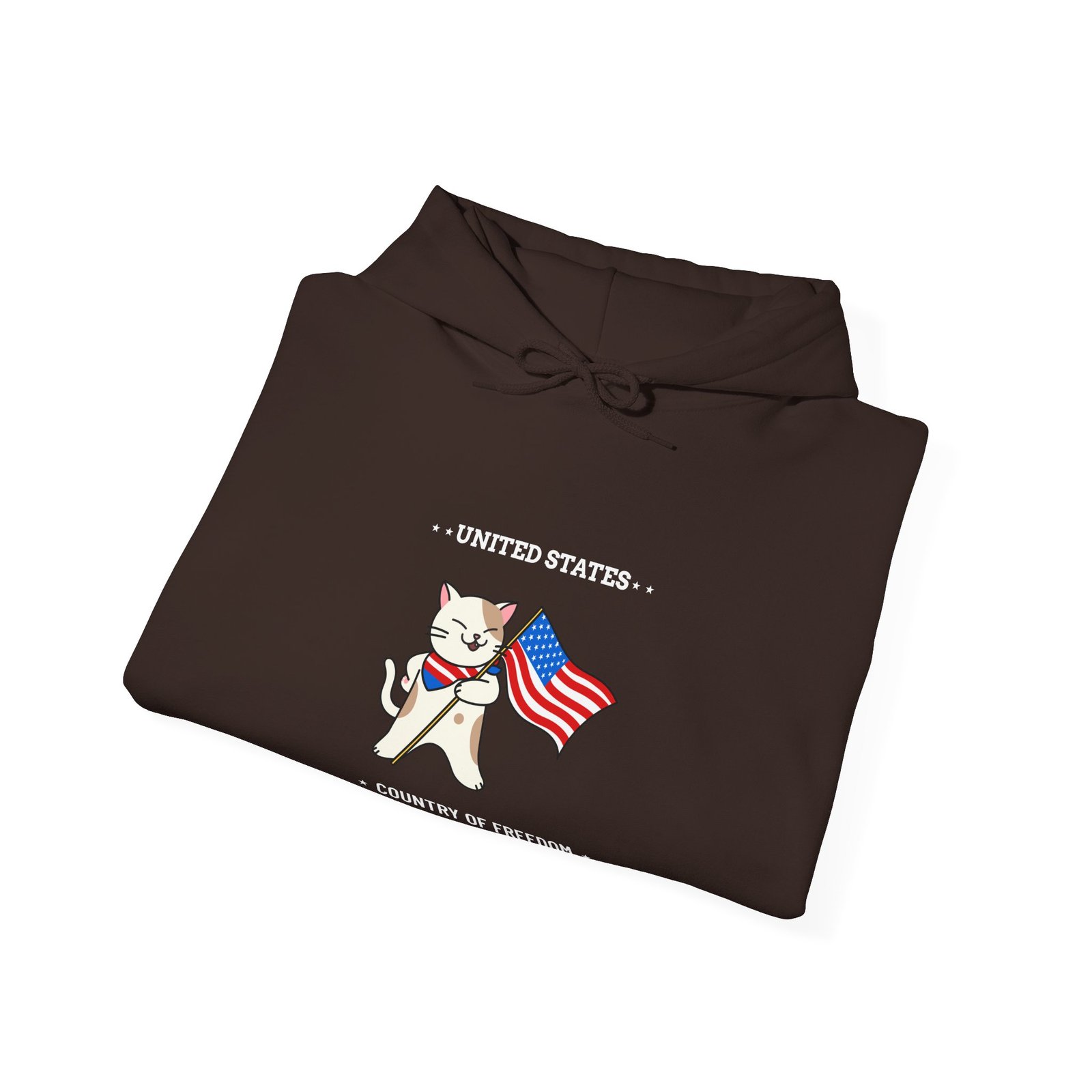 Patriotic Freedom Cat with American Flag Elements - Hoodie - Image 8
