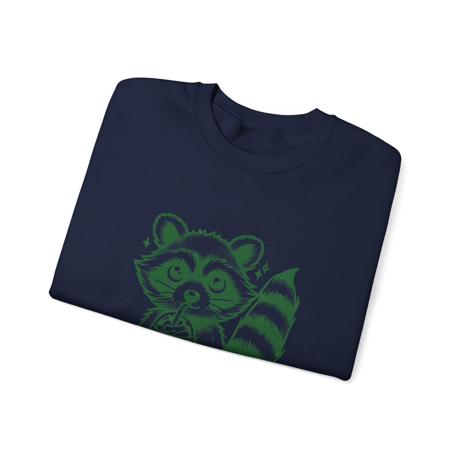 Adorable Green Raccoon Illustration with Cute and Feral Style - Sweatshirt - Image 11