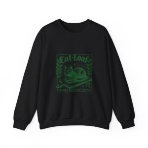 Cute Green Cat Loaf Illustration with Playful Expression - Sweatshirt