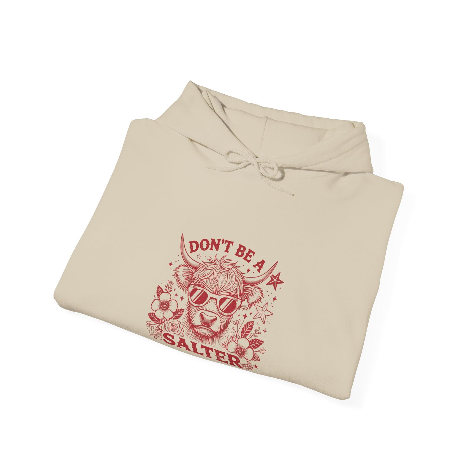 Don’t Be Salty Red Cow Funny Cartoon Design - Hoodie - Image 8