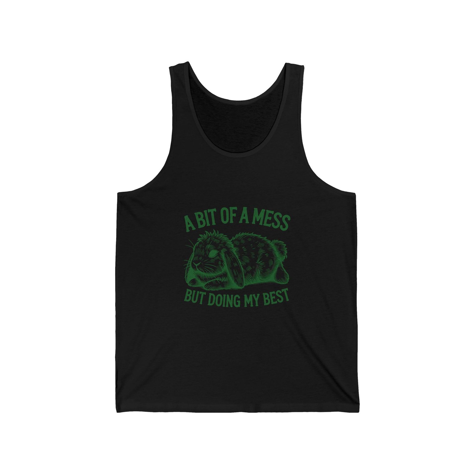 Cute Green Rabbit with A Bit Of A Mess But Doing My Best Design - Tank Top
