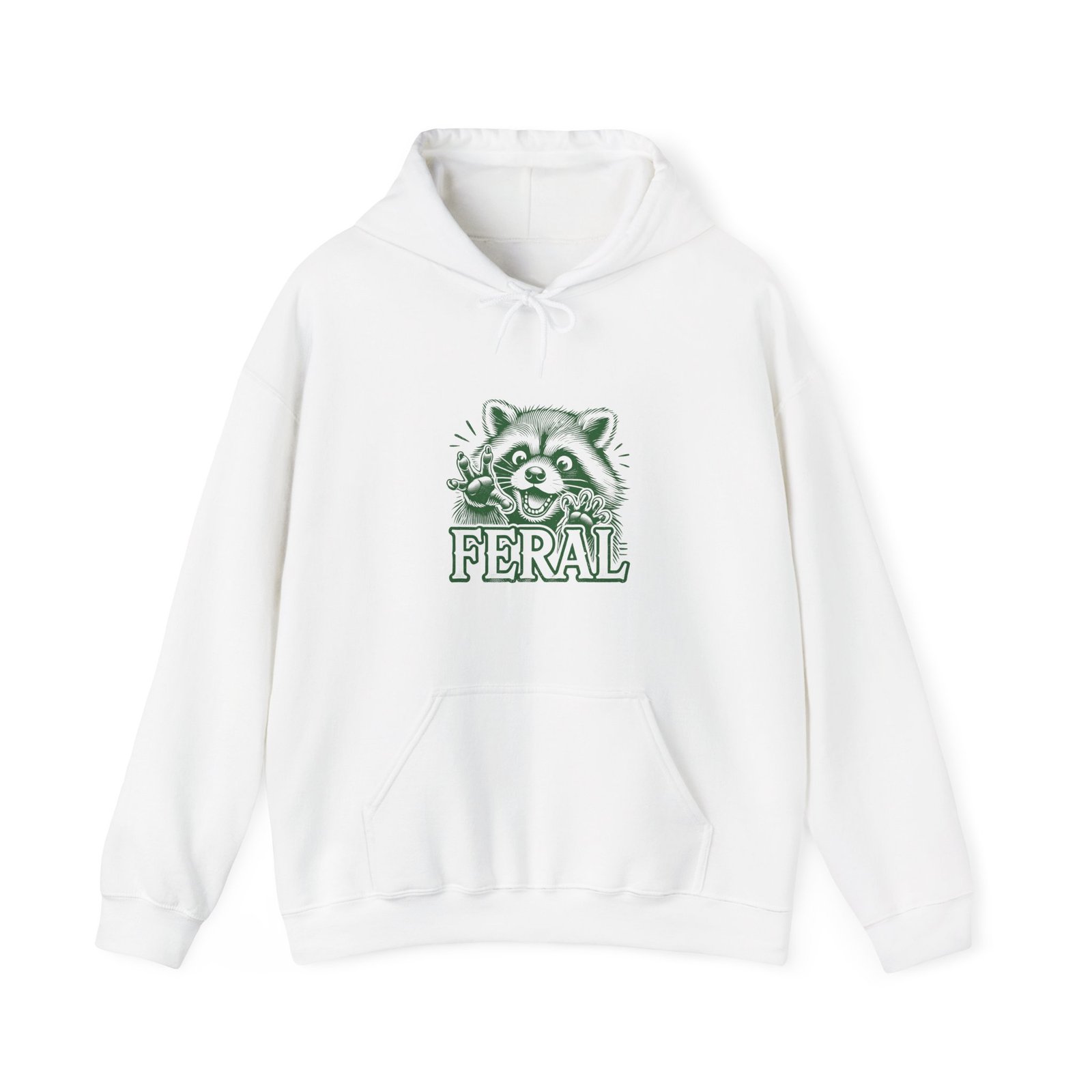Feral Green Raccoon Cute Wild Animal Art - Hoodie
