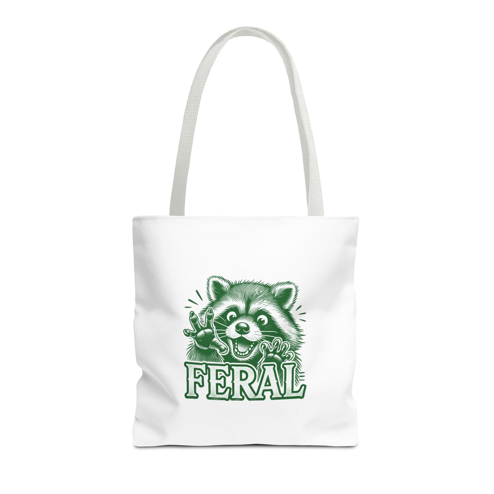 Feral Green Raccoon Cute Wild Animal Art - Tote Bag - Image 5