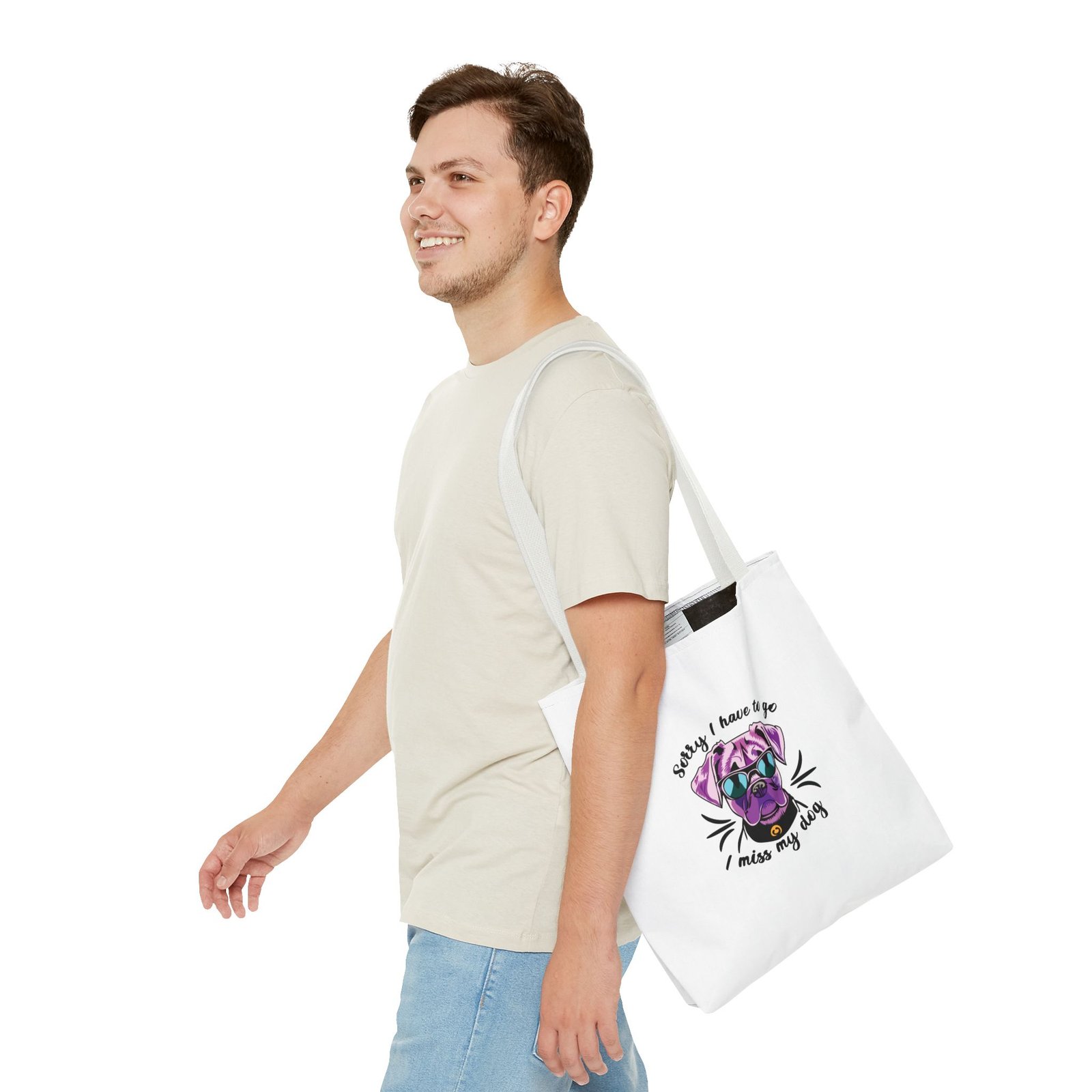 Cool Purple Pug Wearing Sunglasses Graphic - Tote Bag - Image 7