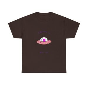 Alien Cat Abduction Cartoon Graphic with UFO Beam - T-shirt