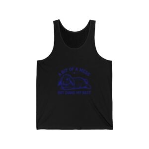 Whimsical Blue Rabbit with A Bit Of A Mess Typography - Tank Top