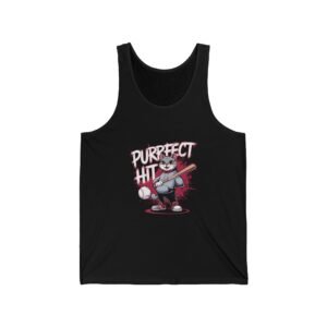 Purrfect Hit Baseball Cat Cute Cartoon Feline Sports Design - Tank Top