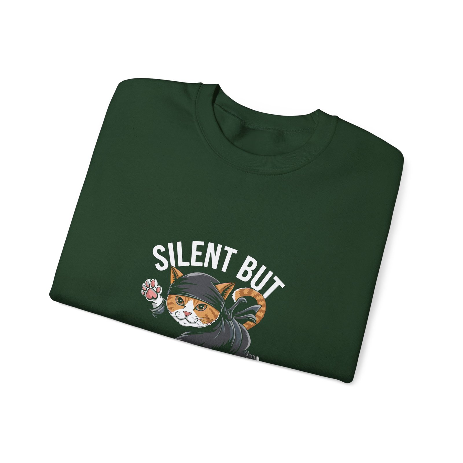 Silent But Deadly Ninja Cat in Stealth Pose Design - Sweatshirt - Image 7