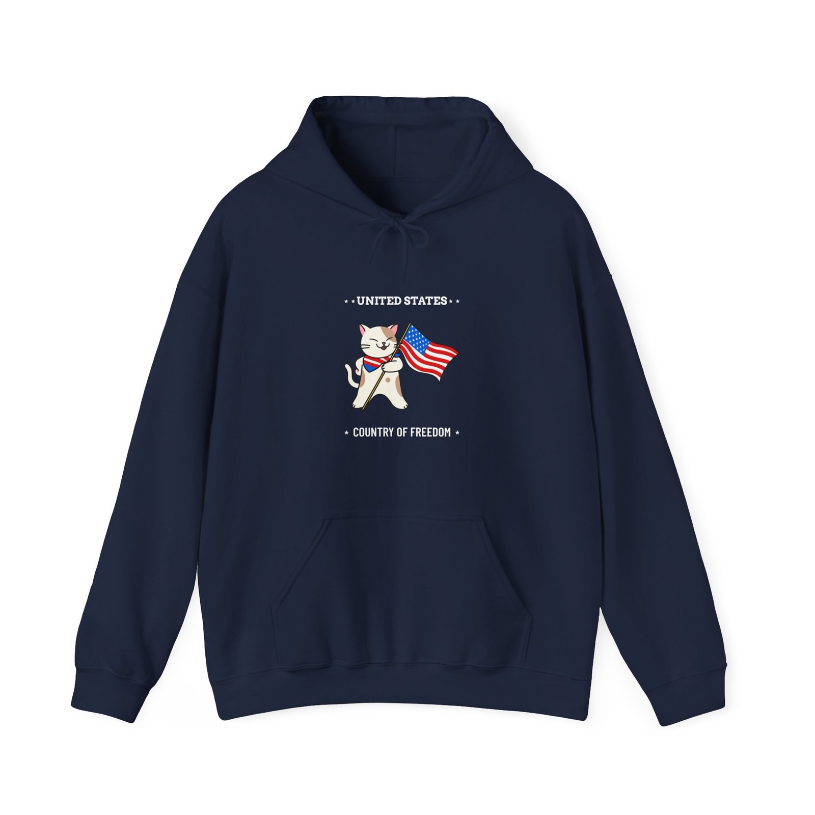 Patriotic Freedom Cat with American Flag Elements - Hoodie - Image 9