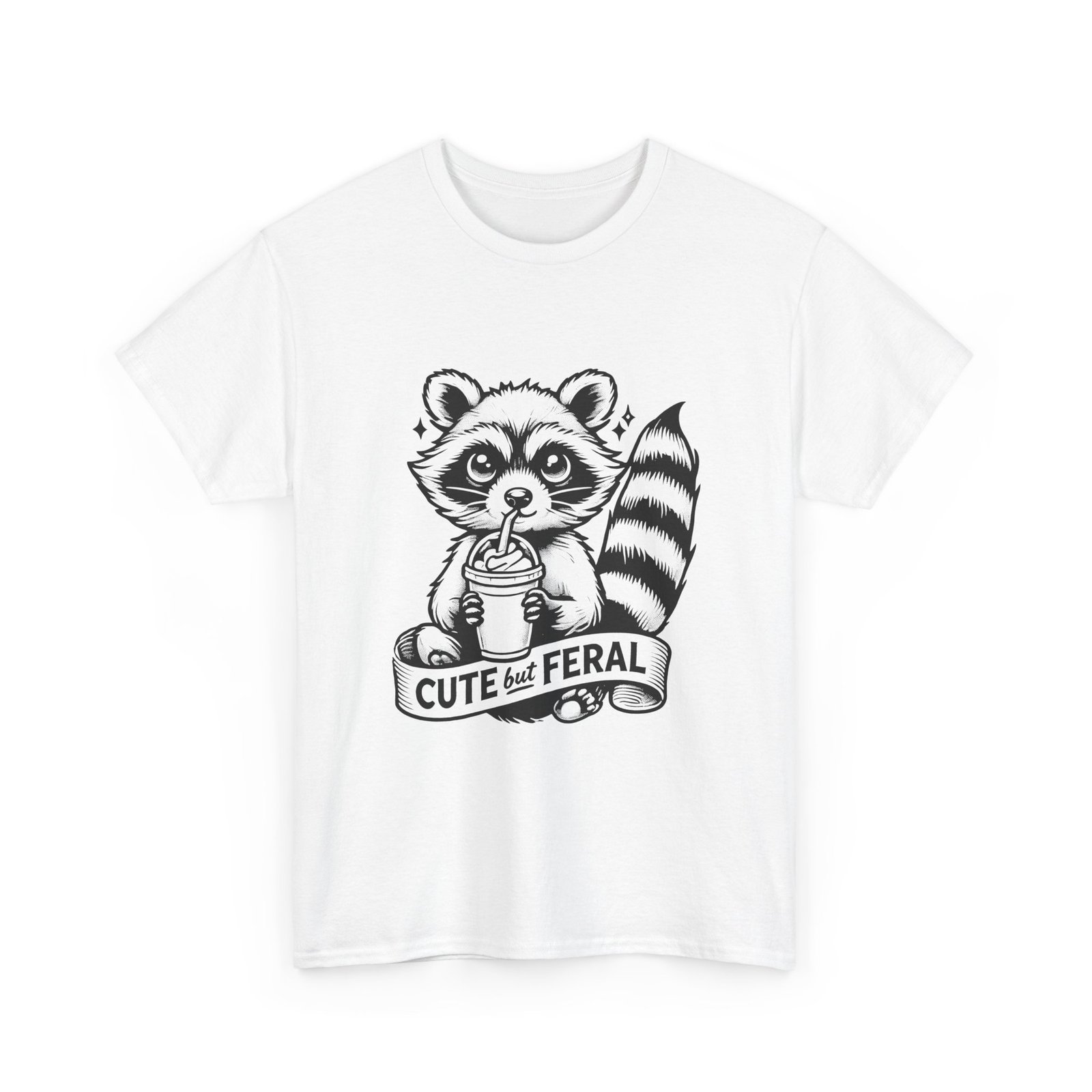 Adorable and Wild Black Raccoon Illustration with Cute Charm - T-shirt - Image 3