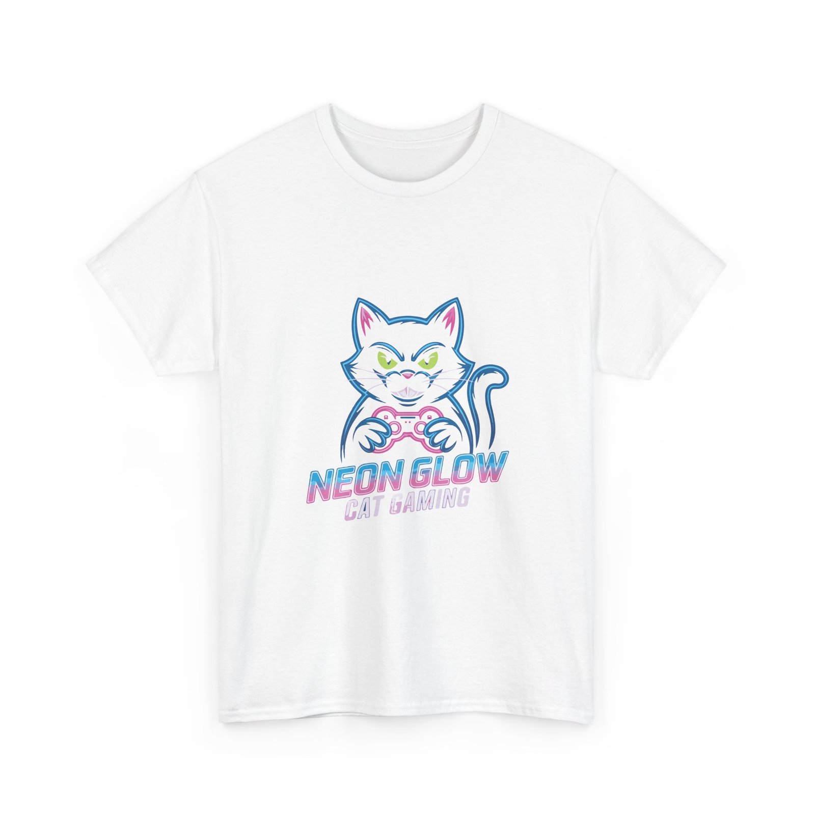 Neon Glow Cat with Gaming Vibes Cyberpunk Style - T-shirt - Image 3