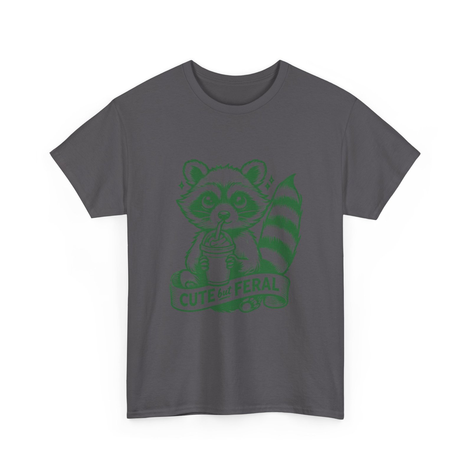 Adorable Green Raccoon Illustration with Cute and Feral Style - T-shirt - Image 7